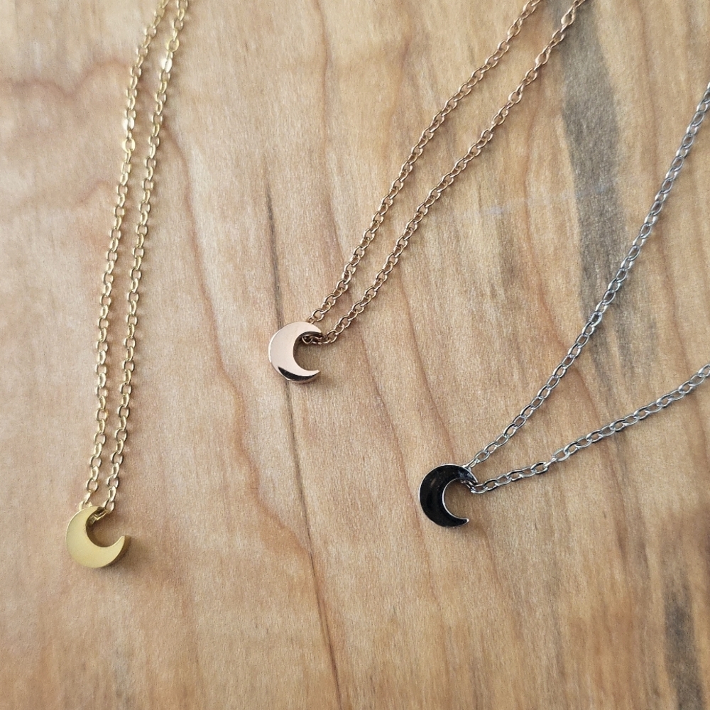 Stainless Steel Moon Charm Necklace